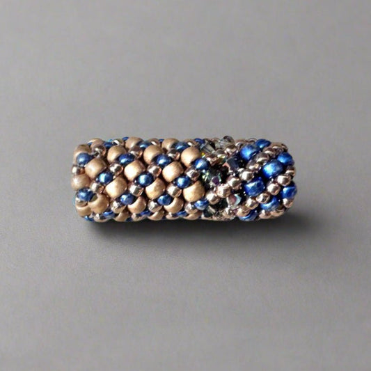 Loc Jewelry - Small Gold, and Royal Blue Bead w/ Swarovski Crystals - Gezia Accents