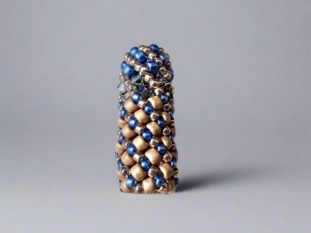Loc Jewelry - Small Gold, and Royal Blue Bead w/ Swarovski Crystals - Gezia Accents