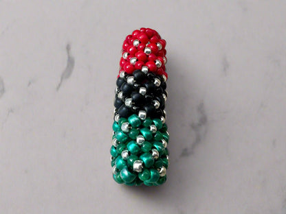 Loc Jewelry - Small Green, Black, and Red w/Silver - Gezia Accents